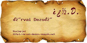Árvai Dezső névjegykártya